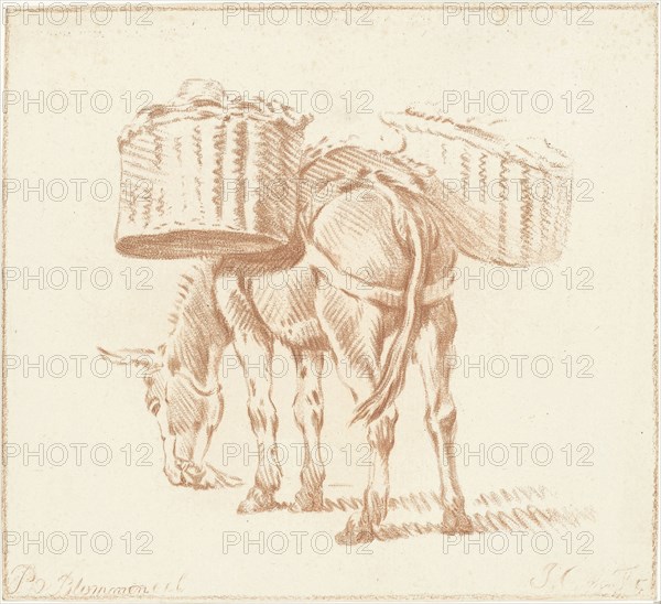 Loaded donkey, Jurriaan Cootwijck, 1724 - 1798