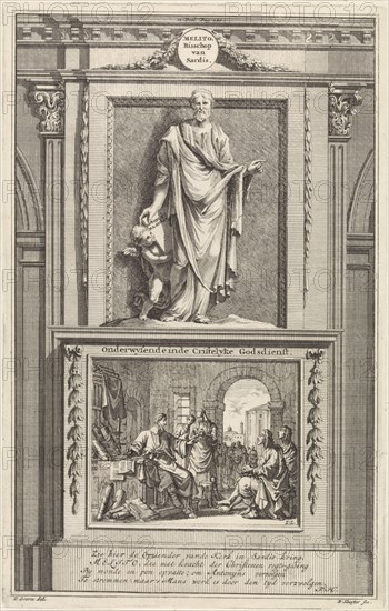 Melito of Sardis bishop of Sardis near Smyrna in western Anatolia Turkey, early Christianity, print maker: Jan Luyken, print maker: Zacharias Chatelain II, Jan Goeree, 1698