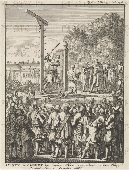 Beheading of Henri de Fleury de Coulan Buat in The Hague, 1666, Jan Luyken, Jan Claesz ten Hoorn, 1698