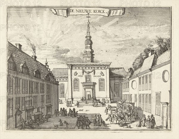 View of the New Church in Haarlem, The Netherlands, print maker: Romeyn de Hooghe, Romeyn de Hooghe, 1688 - 1689