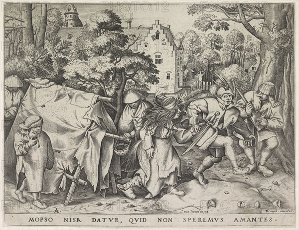 Dirty bride or wedding of Mopsus and Nisa, print maker: Pieter van der Heyden, Pieter Brueghel I, Cornelis van Tienen, 1570 and/or 1616 - 1678