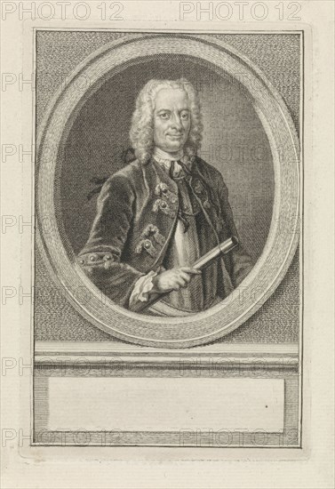 Portrait of Cornelis Schrijver, Jacob Houbraken, Hendrik Pothoven, 1747 - 1759