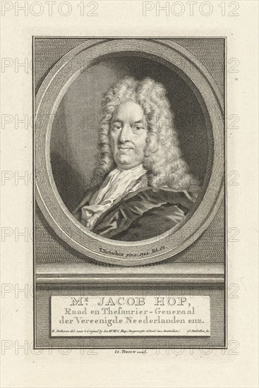 Portrait of Jacob Hop, print maker: Jacob Houbraken, Theodorus Netscher, Hendrik Pothoven, 1749 - 1759