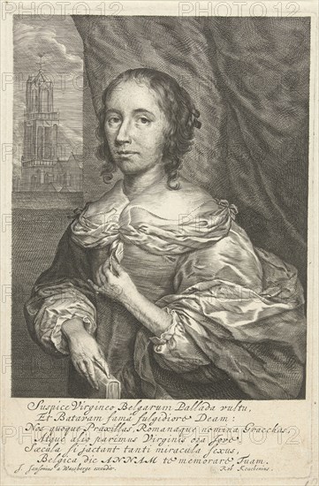 Portrait of Anna Maria van Schurman, Cornelis van Dalen (II), Anonymous, Cornelis Janssens van Ceulen, 1678 - 1714