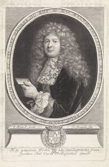Portrait of Balthazar Phélypeaux de ChÃ¢teauneuf, French statesman, Cornelis Martinus Vermeulen, 1669 - 1709