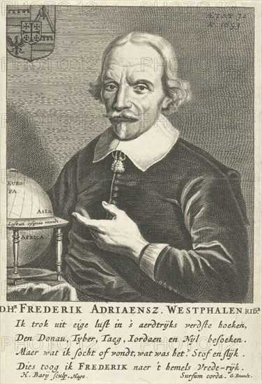 Portrait of Frederick Adriaensz Westphalen at the age of 72, Hendrik Bary, Geeraert Brandt (I), 1657 - 1707