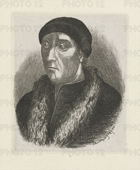 Portrait of Laurens Jansz. Coster, print maker: Joseph Hartogensis, 1856