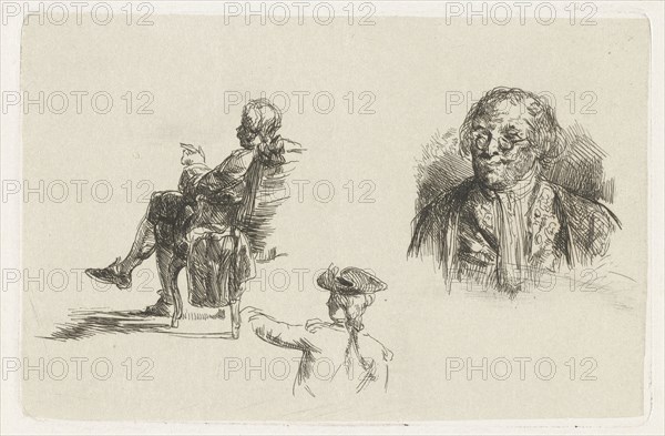 Study Sheet with three figures, David Bles, 1856