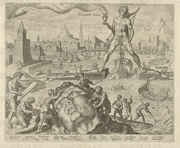 Colossus of Rhodes, Philips Galle, Hadrianus Junius, 1572