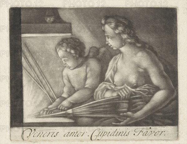 Venus and Cupid light a fire, Paul van Somer (II), 1659 - 1704