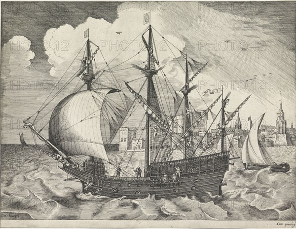 Ship leaves port, Frans Huys, 1561-1565