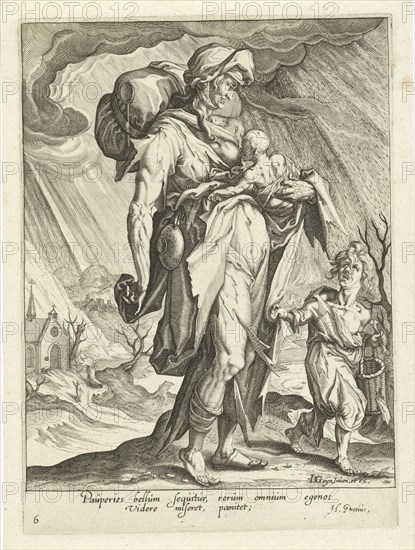 Poverty (Paupertas), Zacharias Dolendo, Jacob de Gheyn II, Hugo de Groot, 1596 - 1597