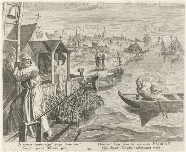 Piamon Diocles as a hermit, Johann Sadeler I, RaphaÃ«l Sadeler I, Maerten de Vos, 1583 - 1588