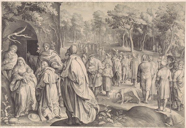 Adoration of the Magi, print maker: Nicolaes de Bruyn, Pieter Schenk I, 1643 and/or 1670 - 1711