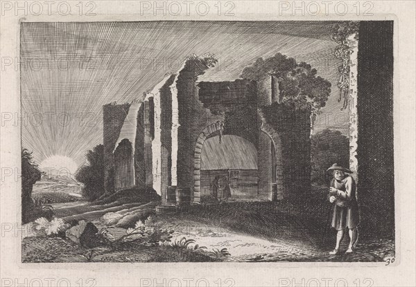 Farmer at a ruin, Claes Jansz Visscher II, 1652