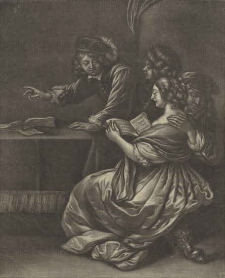 Companions around a table, Jan van Somer, Gerard Pietersz. van Zijl, 1655 - 1700