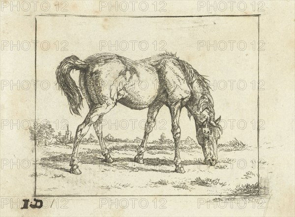 Grazing horse, Jan Dasveldt, 1780 - 1855