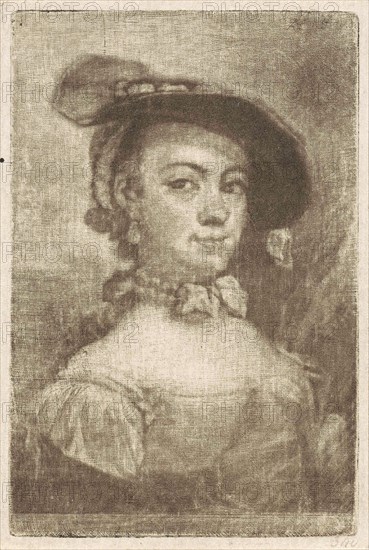 Bust of a woman with a hat, Aert Schouman, 1720 - 1792