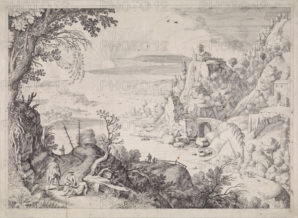 Landscape with the Good Samaritan, Willem van Nieulandt (II), Paul Bril, 1594 - 1635