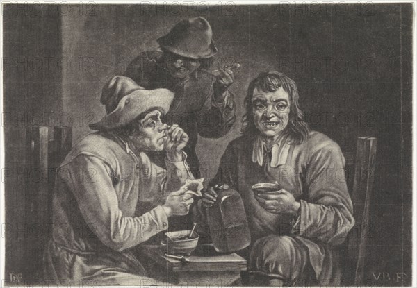 Drinking and smoking men, Jan van der Bruggen, 1659-1740