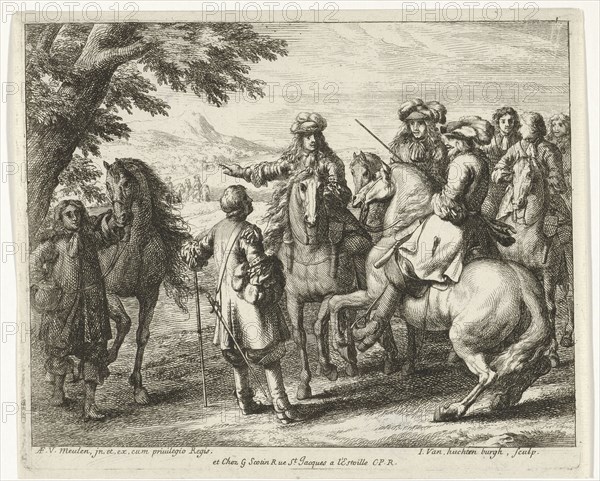 Captains on horseback, Jan van Huchtenburg, Gérard Scotin (I), Adam Frans van der Meulen, 1674 - 1733