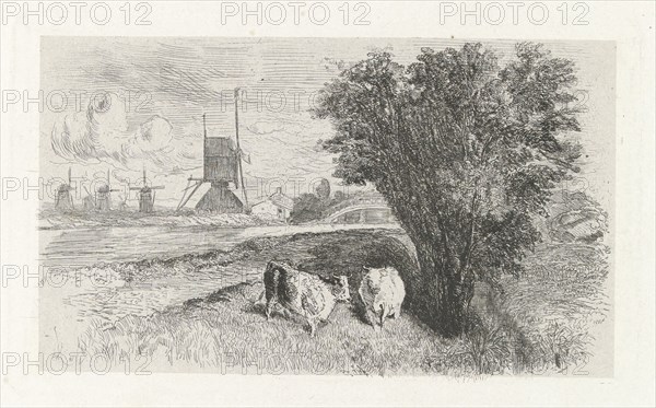 Cows at a road, Charles Rochussen, 1855