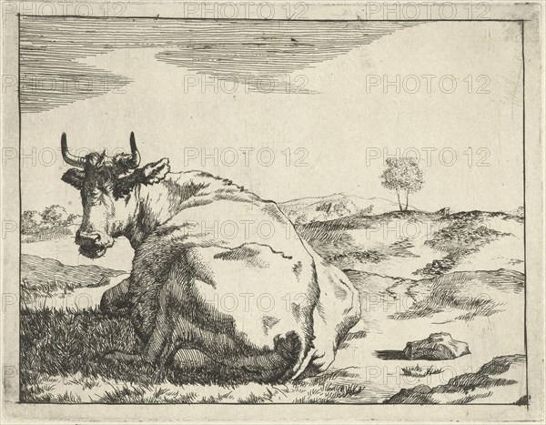 Lying cow, Marcus de Bye, Paulus Potter, 1657 - c. 1677