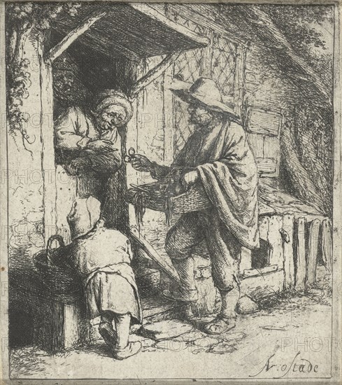 Seller of glasses and an old woman, Adriaen van Ostade, 1647 - 1652