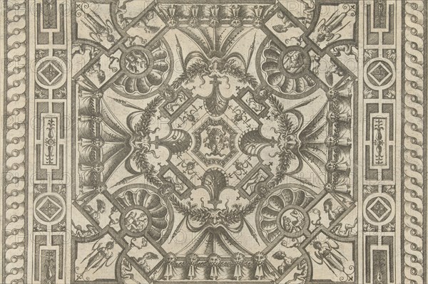 Ceiling with a Medusa head in the middle, Pieter van der Heyden, Jacob Floris, Hieronymus Cock, 1566