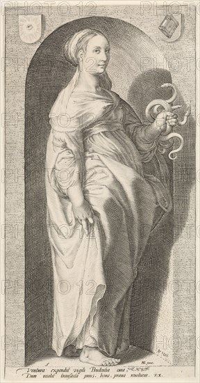 Caution (Prudence), Jacob Matham, Franco Estius, 1593