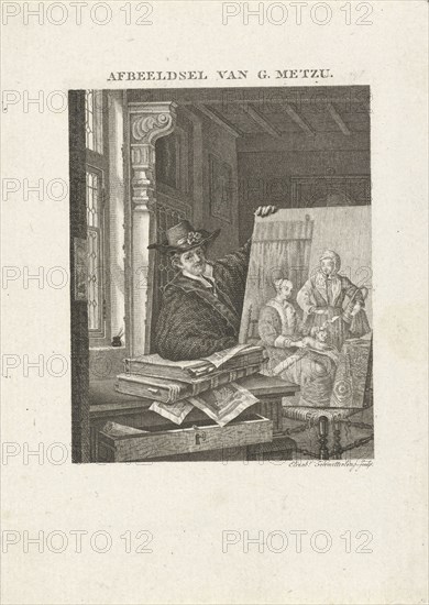 Portrait of Gabriel Metsu, print maker: Elisabeth Barbara Schmetterling, GabriÃ«l Metsu, 1814 - 1882