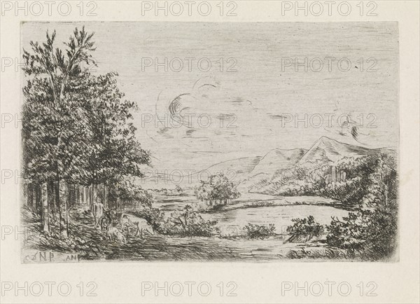Landscape with Shepherd, Anna Cécile Wilhelmina Jeanette Jacqueline Nahuys, 1841 - 1905