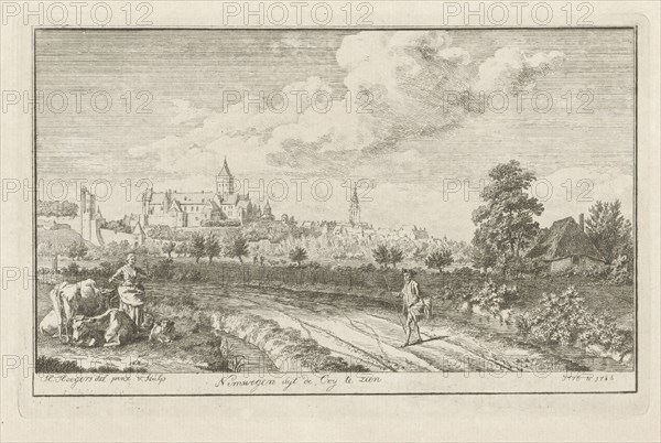 View of Nijmegen, The Netherlands, Albert Flamen, Jacques van Merlen, Lodewijk XIV (koning van Frankrijk), 1664