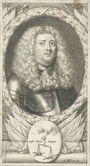 Portrait of an unknown man in armor, Abraham Bloteling, Anonymous, 1655-1690