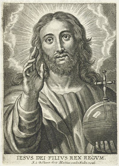 Christ as Salvator Mundi, Schelte Adamsz. Bolswert, Peter Paul Rubens, Martinus van den Enden, 1596 - 1659