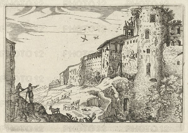 Landscape with Roman ruins, Willem van Nieulandt (II), Anonymous, 1594 - 1685