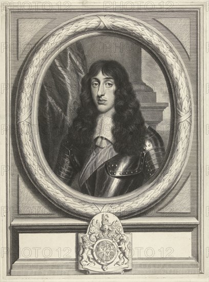 Portrait of Henry Stuart in oval frame, Cornelis van Dalen II, Simon Luttichuys, 1648-1664