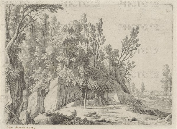 Hermit before a cave, Gillis van Scheyndel I, 1631-1656