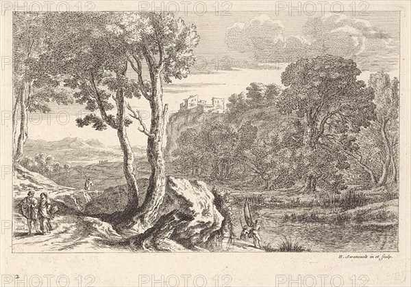 Landscape with Fishermen, Claude Goyrand, Herman van Swanevelt, Herman van Swanevelt, 1633 - 1712