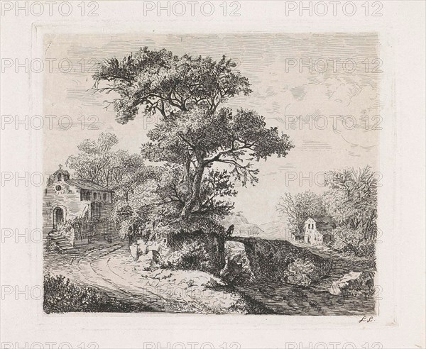 Landscape with a chapel, Monogrammist LL, Anthonie Waterloo, 1630 - 1740