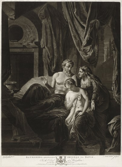 Bathsheba brings Abisagh to David, print maker: Richard Earlom, Adriaen van der Werff, George Farington, 1752 - 1822