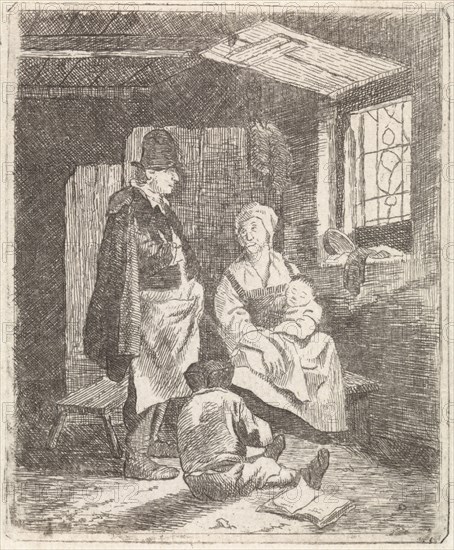 Family in interior, possibly Johannes Janson, 1739 - 1851