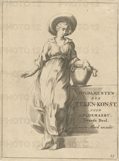 Woman with bucket (the Samaritan woman?), Frederick Bloemaert, Abraham Bloemaert, Anonymous, c. 1679 - c. 1709