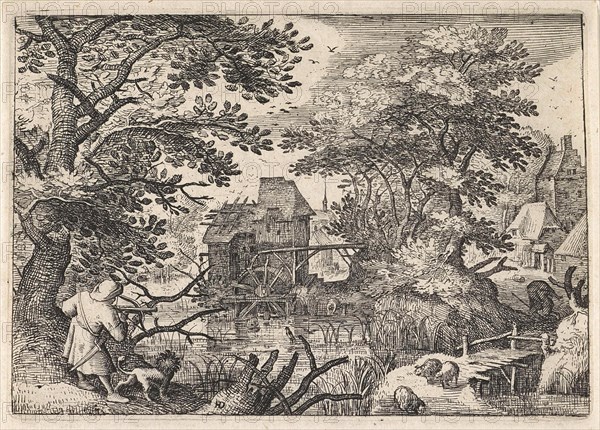 Hunter with a crossbow in a landscape, Monogrammist HD, Pieter Brueghel I, Pieter Brueghel II, c. 1590 - c. 1610