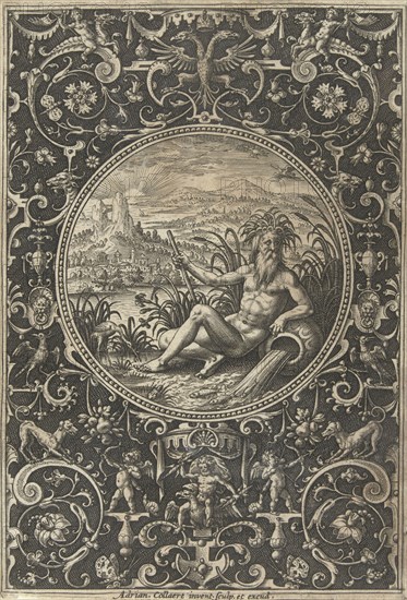 Medallion which a stroomgod, Adriaen Collaert, 1570 - 1618