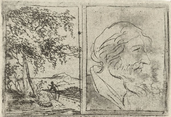 Landscape and portrait study, Hermanus Fock, 1781 - 1822