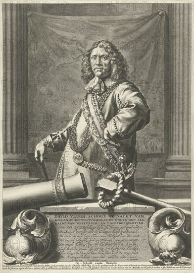 Portrait of David Vlugh, print maker: Hendrik Bary, Jan de Bisschop, Egbert van den Hoof, 1667 - 1707