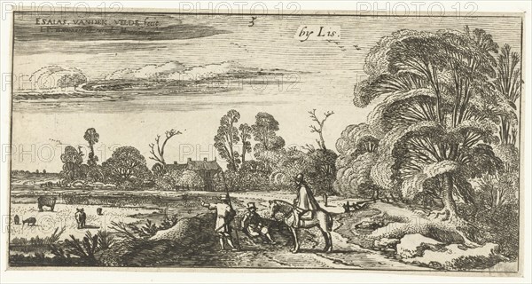 Rider and walkers on a road near Lisse, Esaias van de Velde, 1615 - 1616