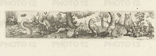 Frieze with fifteen birds, Pieter Serwouters, Hans Collaert (I), Marcus Geeraerts, c. 1607