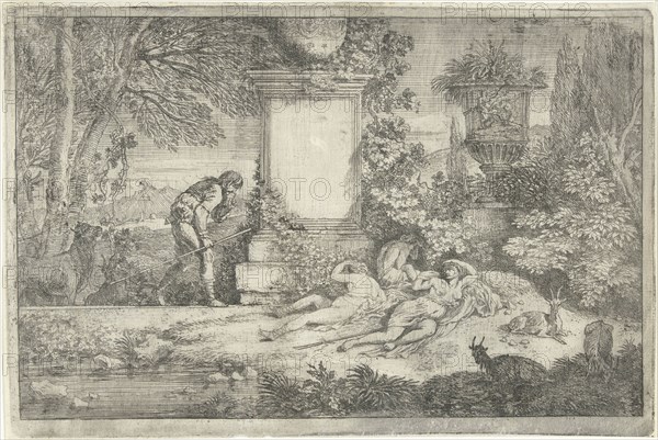 Sleeping shepherdesses, Adriaen van der Kabel, 1648 - 1705